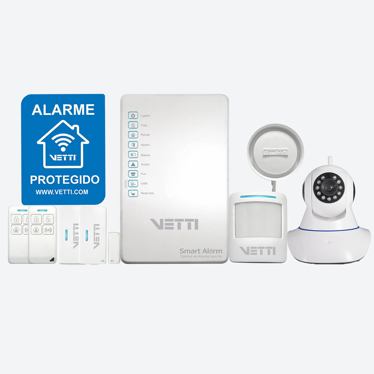 Kit de Alarme com câmera sem fio Wifi residencial ou comercial VETTI