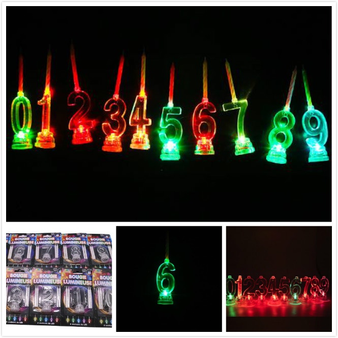 Colorful LED Number Birthday Cake Candles Kit