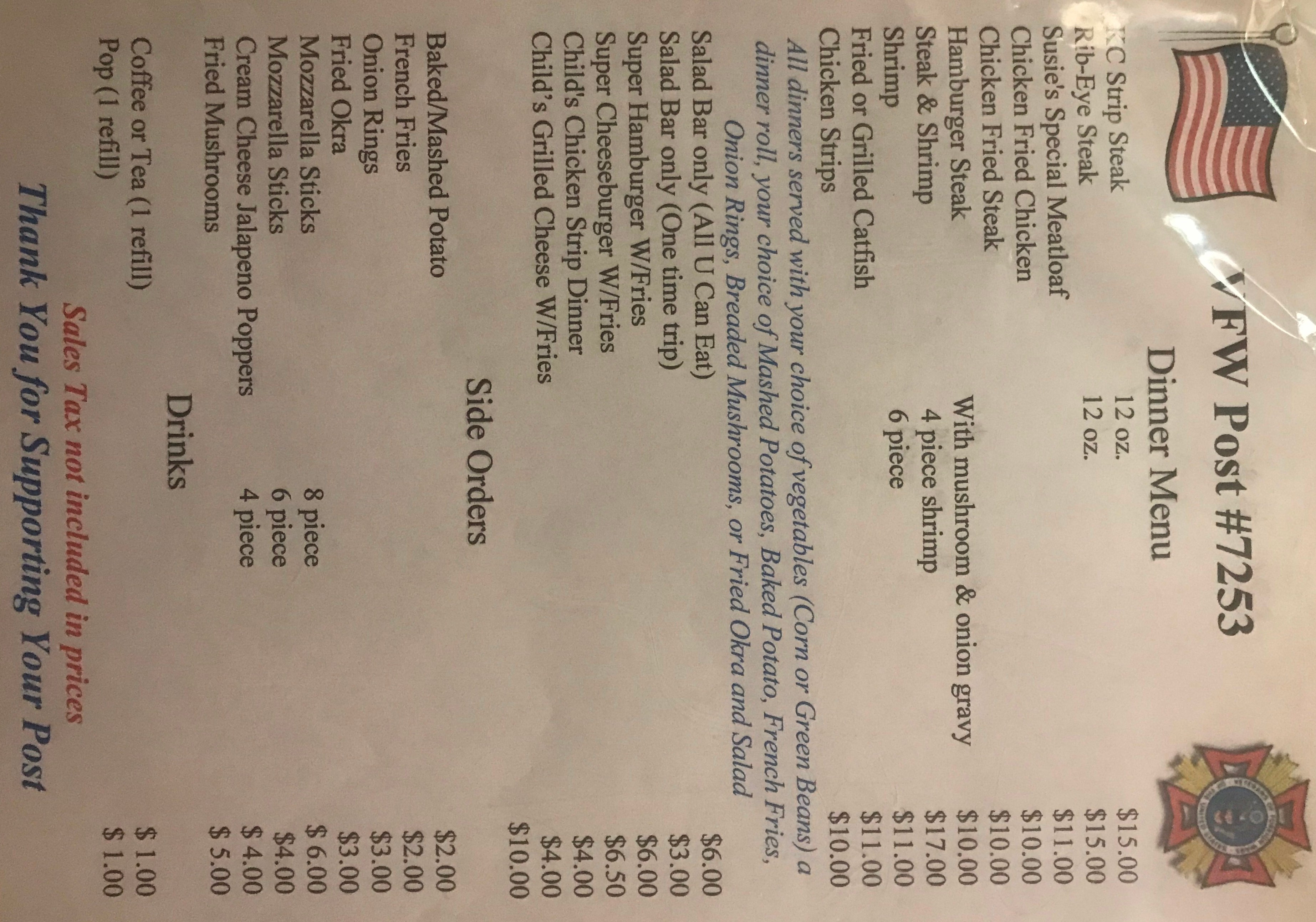 Friday Night Steak Night VFW Post 7253