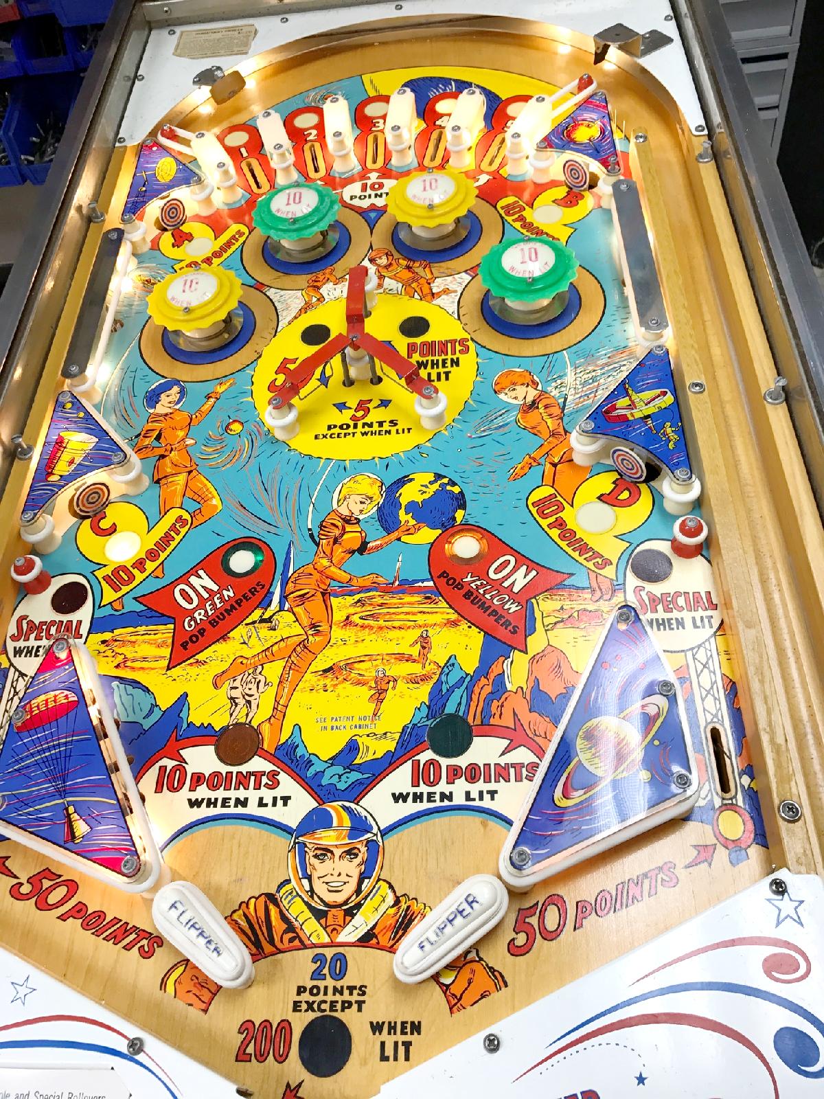 1963 Bally Moon Shot at Ann Arbor Michigan Pinball Museum VFW, info