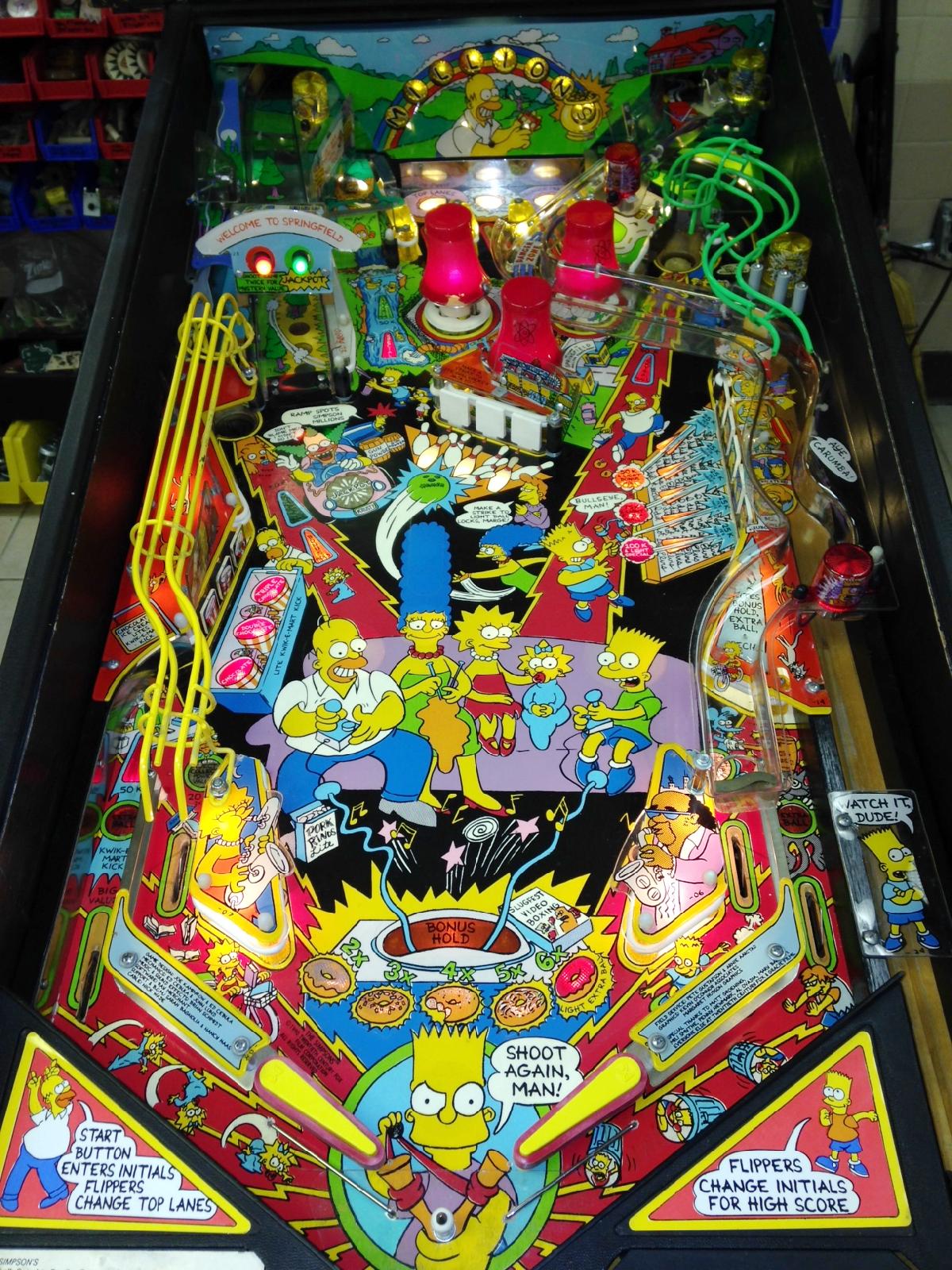 1990 Dataeast Simpsons at VFW Pinball Museum, info/pictures