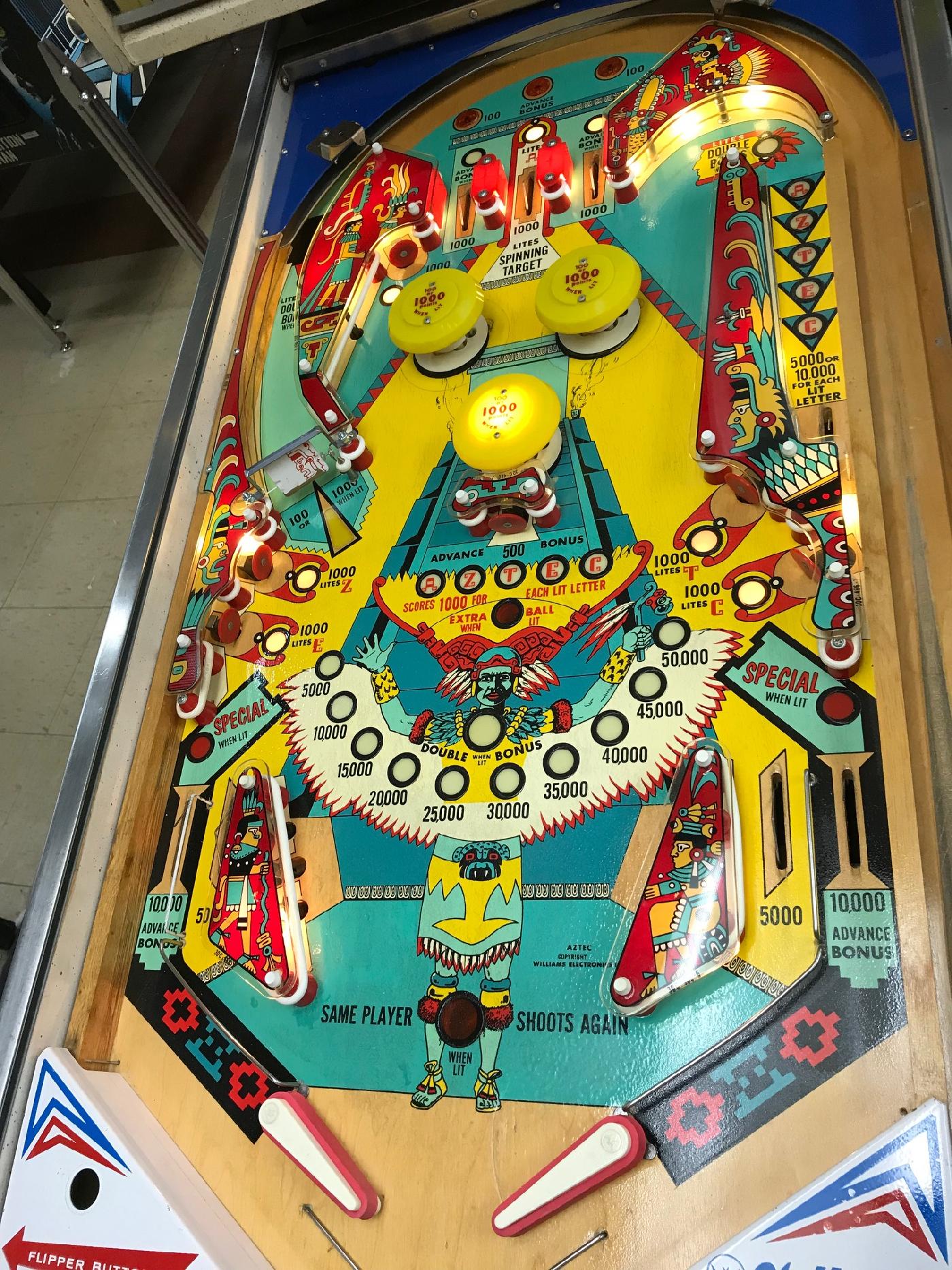1976 Williams Aztec at Ann Arbor Michigan Pinball Museum VFW, info/pictures