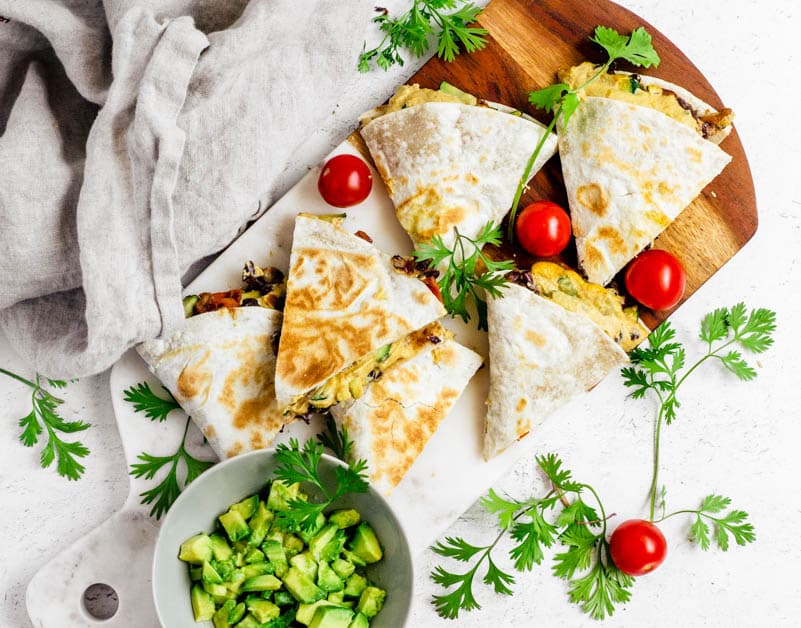 Black Bean and Veggie Quesadilla with Vegan Queso Gina Gibson