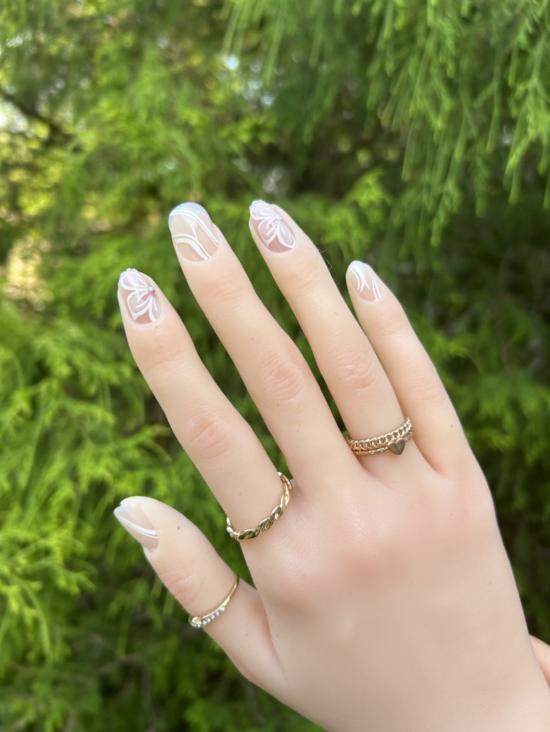 Clear Acrylic Nails with Flowers and Swirls Vibrant Guide