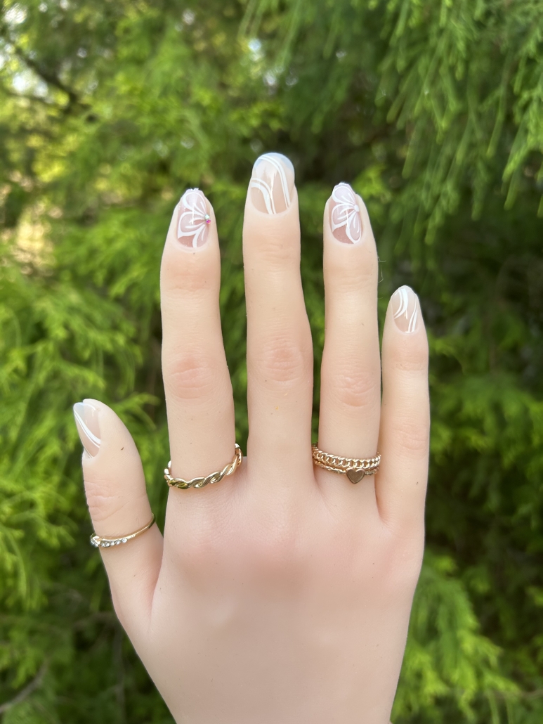 Clear Acrylic Nails with Flowers and Swirls Vibrant Guide