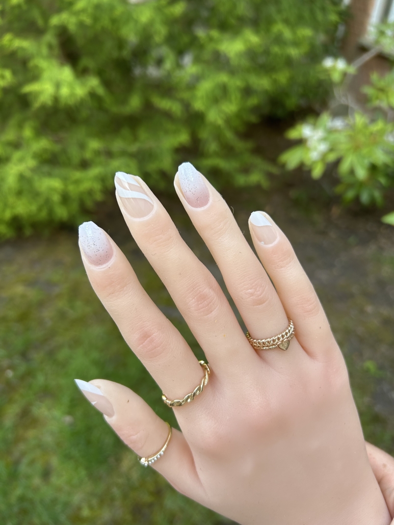 White Ombre Nails with Lines Design Vibrant Guide