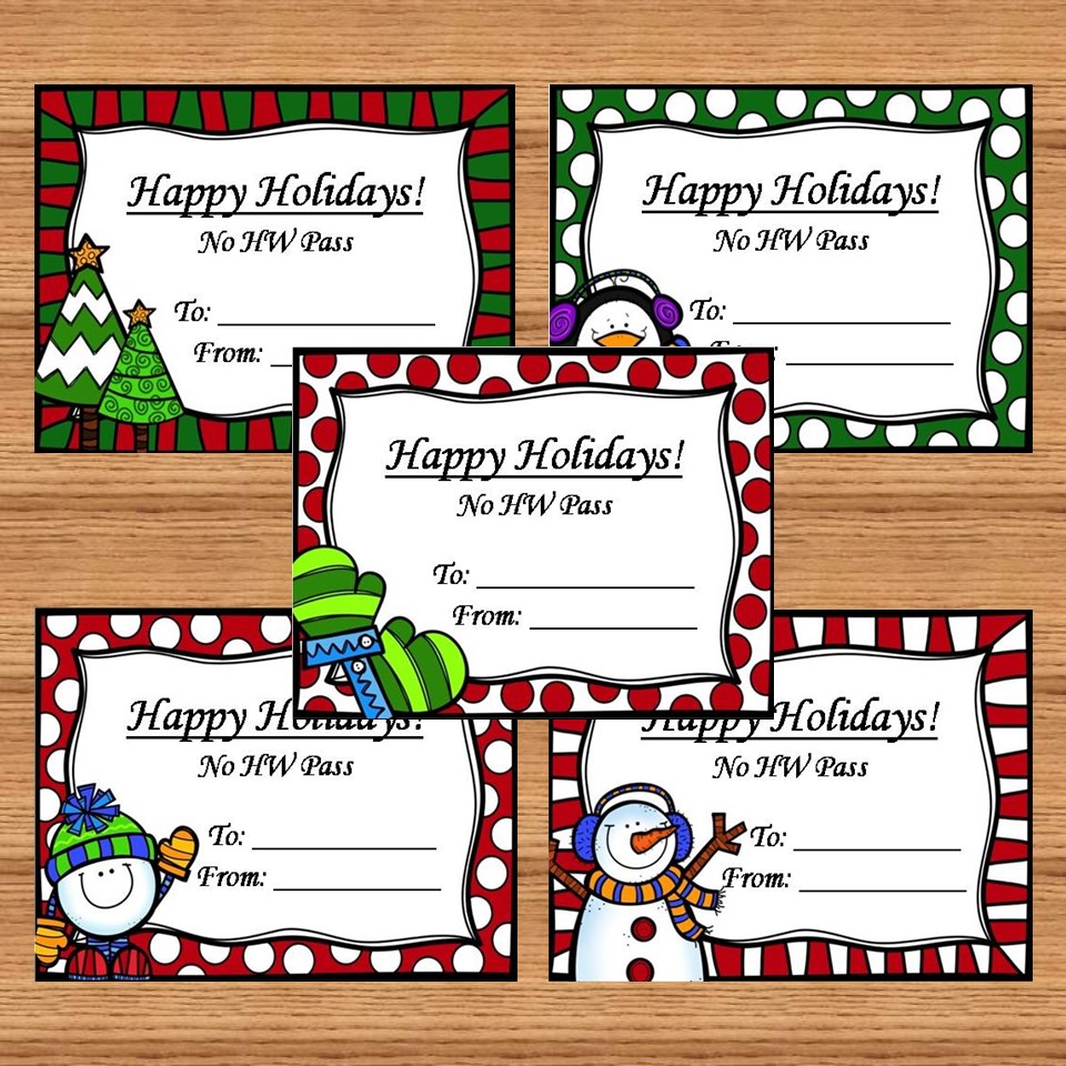 Merry Christmas Homework Pass The Best Holiday Gifts for Students Vibrant Teaching