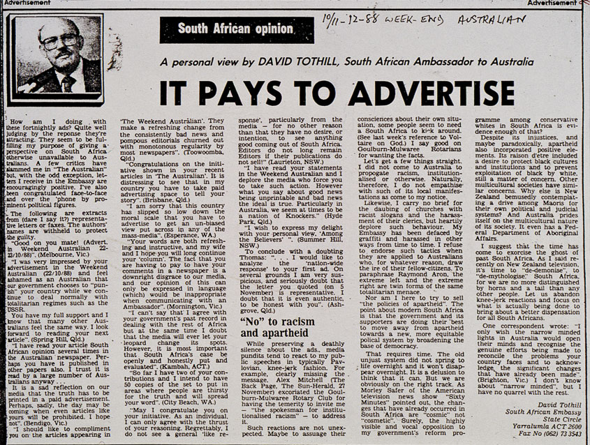 Detail - SA Government funded Propaganda Advertorials, newspaper excerpt