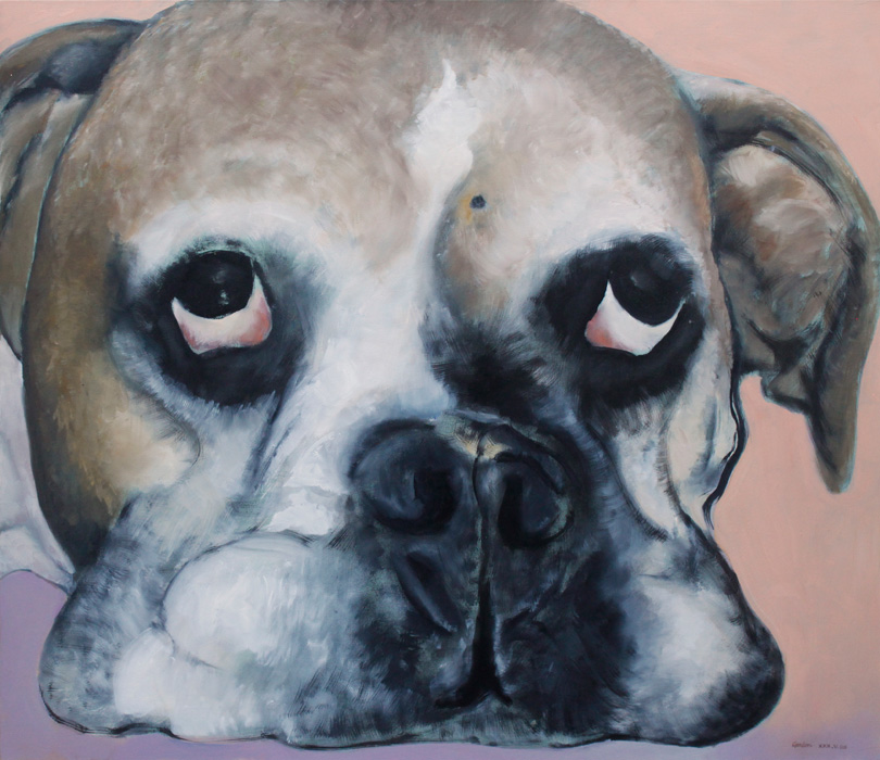 Roy oil painting, dog portrait Victor Gordon
