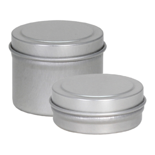 1 oz Silver Steel Flat Tin Jar with Slip Cover Lid Victorie Packaging