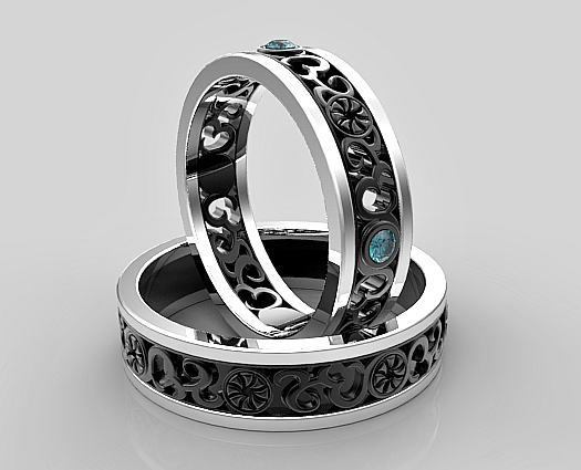 His and Hers Blue Diamond Matching Wedding Band | Vidar ... (525 x 425 Pixel)