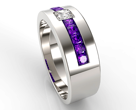 Princess Cut Amethyst Wedding Band For Mens | Vidar ... (525 x 425 Pixel)