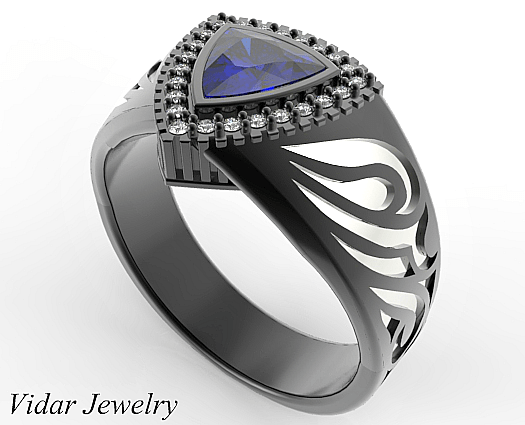Black Gold Trillion Blue Sapphire Men's Wedding Band ... (525 x 425 Pixel)
