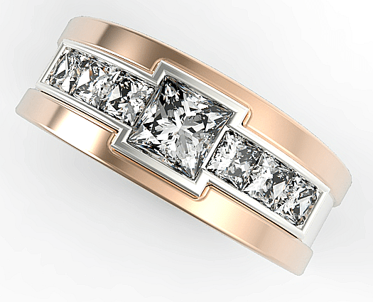 Two-Tone Gold Mens Wedding Band with 1.40 Ct Princess Cut ... (525 x 425 Pixel)