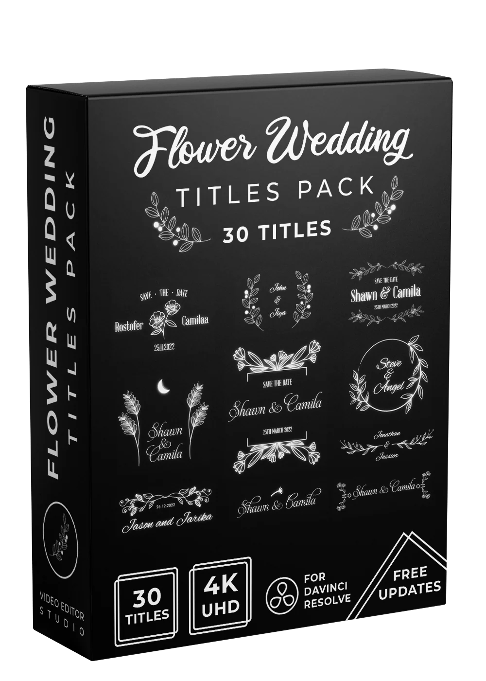 Wedding Flower Title Pack I 30 Floral Titles for Davinci Resolve