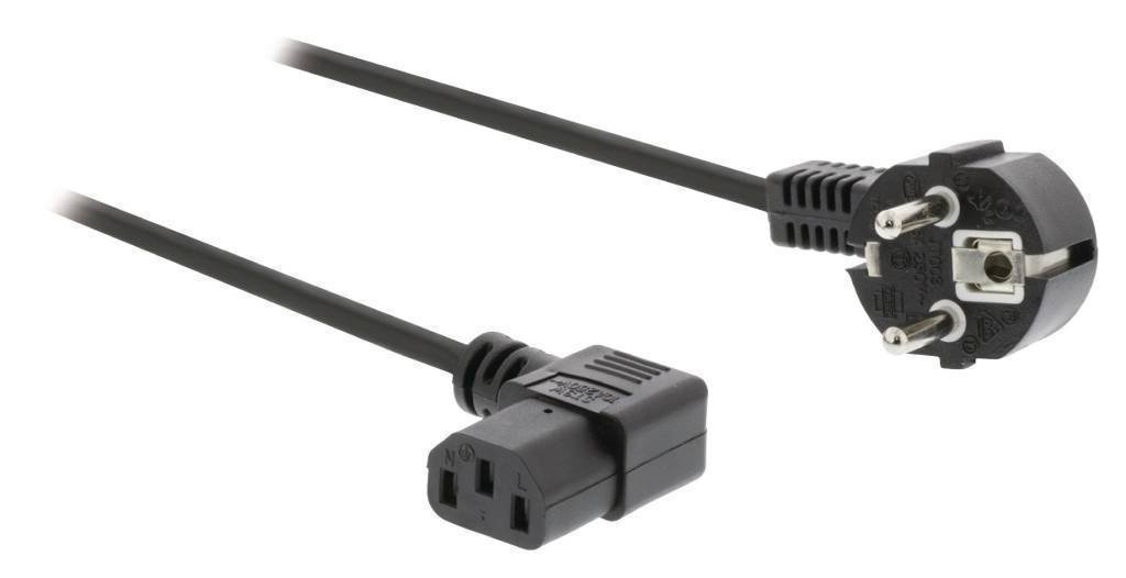 Power Cable Schuko Male Angled IEC320C13 Angled 2.0 m Black