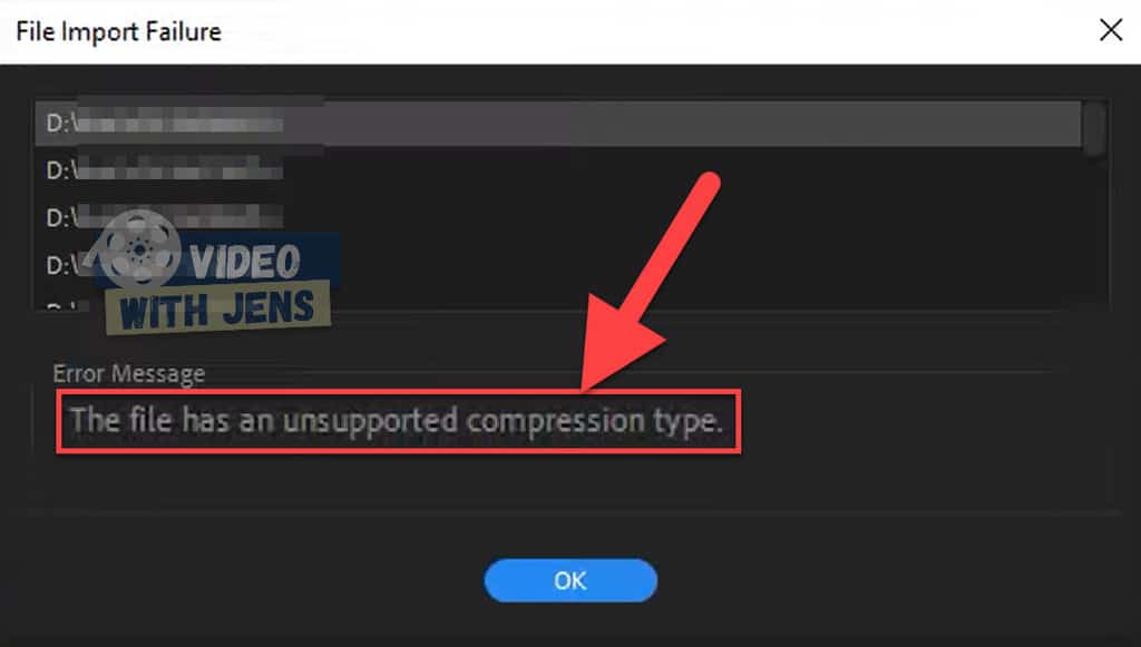 Fix “The File Has an Unsupported Compression Type” Premiere Pro