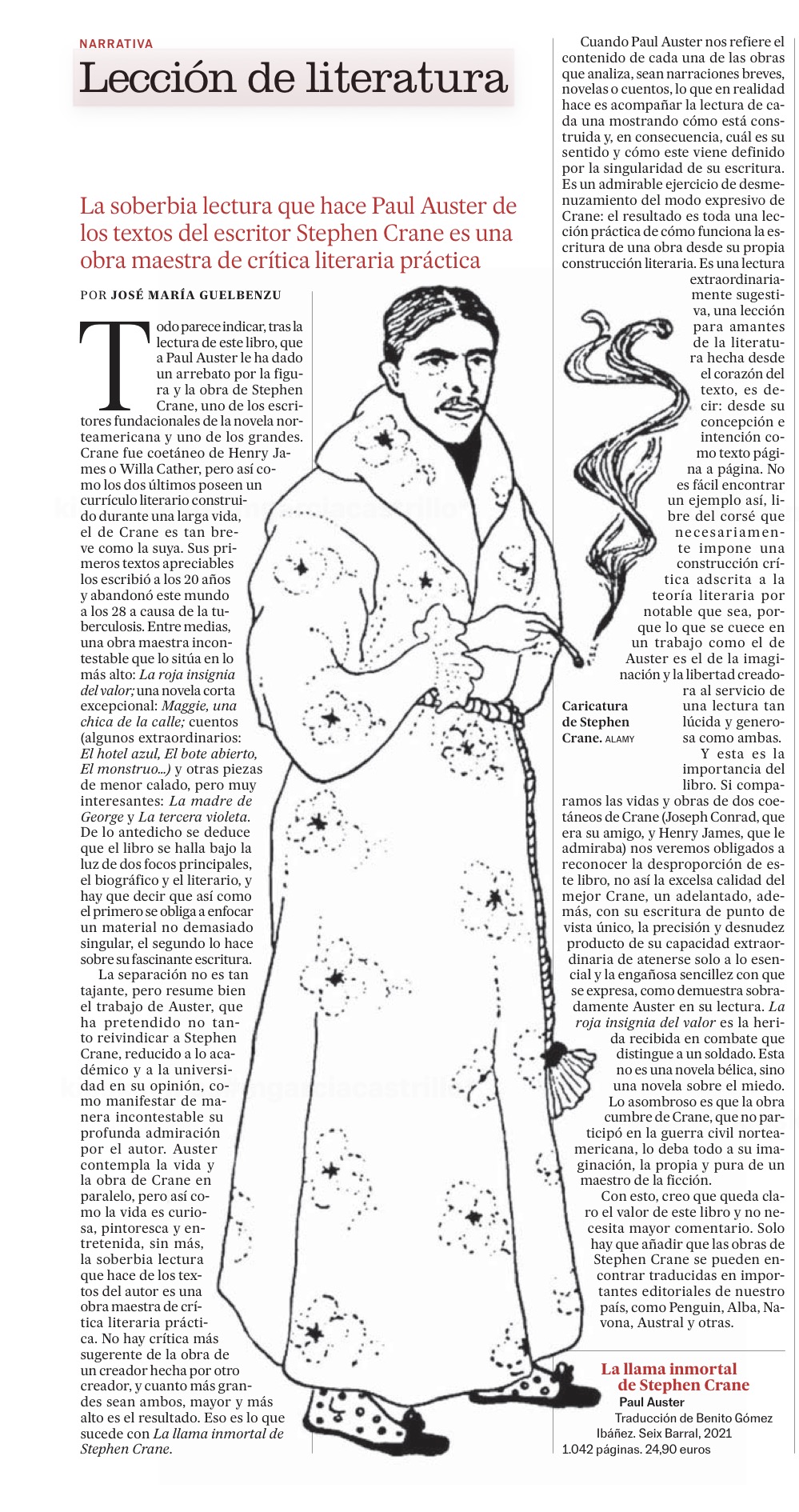 Crítica «La llama inmortal de Stephen Crane» Paul Auster. José María