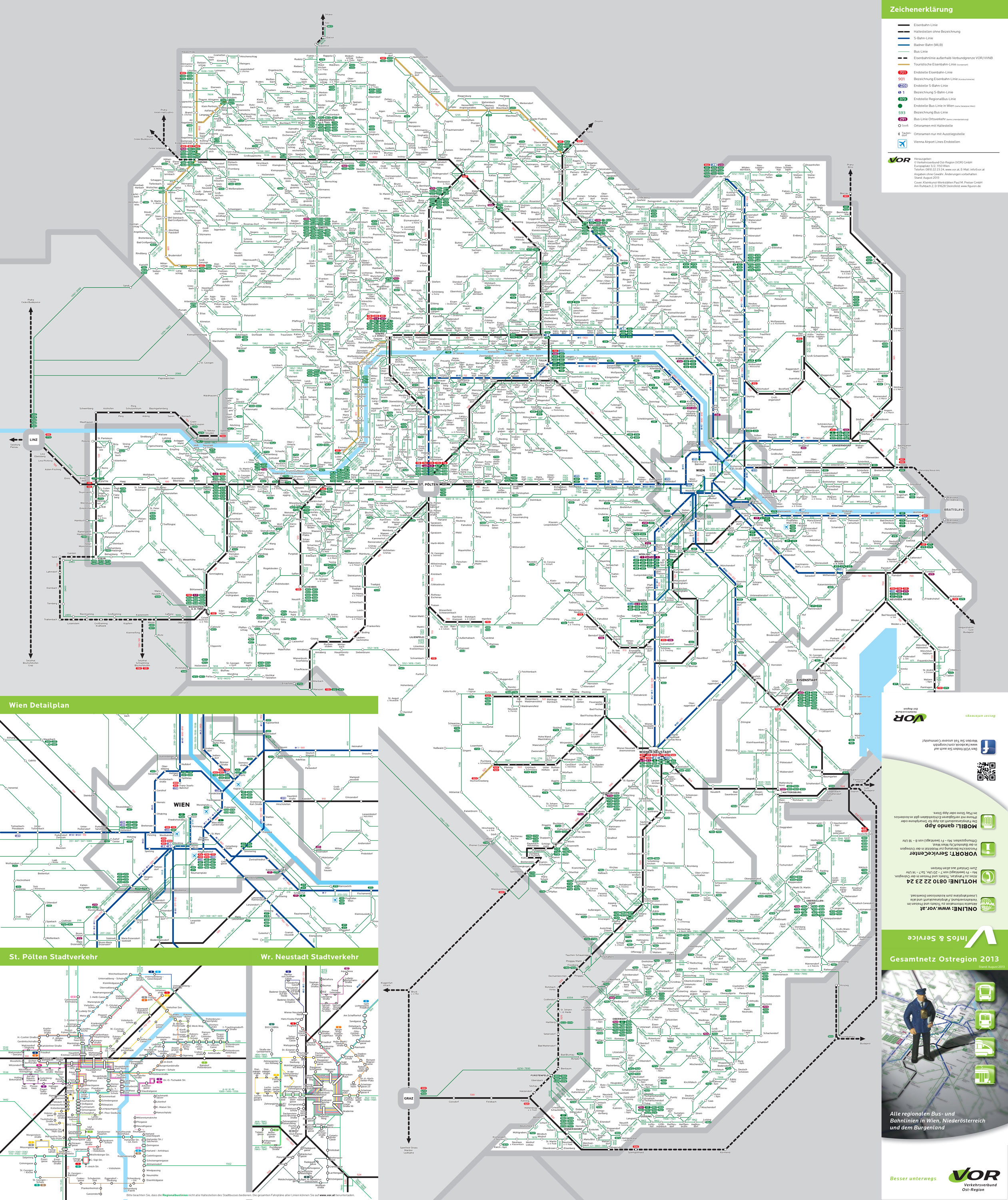 Map of Vienna bus & Nightline stations & lines