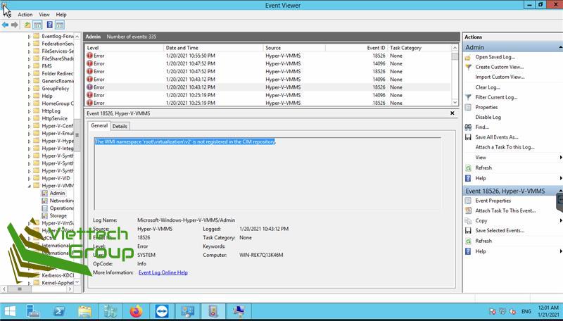 How to HyperV unable to connect WMI namespace root\cimv2 to localhost
