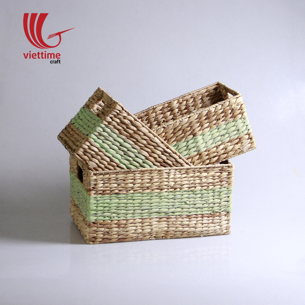 Rectangle Water Hyacinth Basket Set Wholesale Viettime Craft