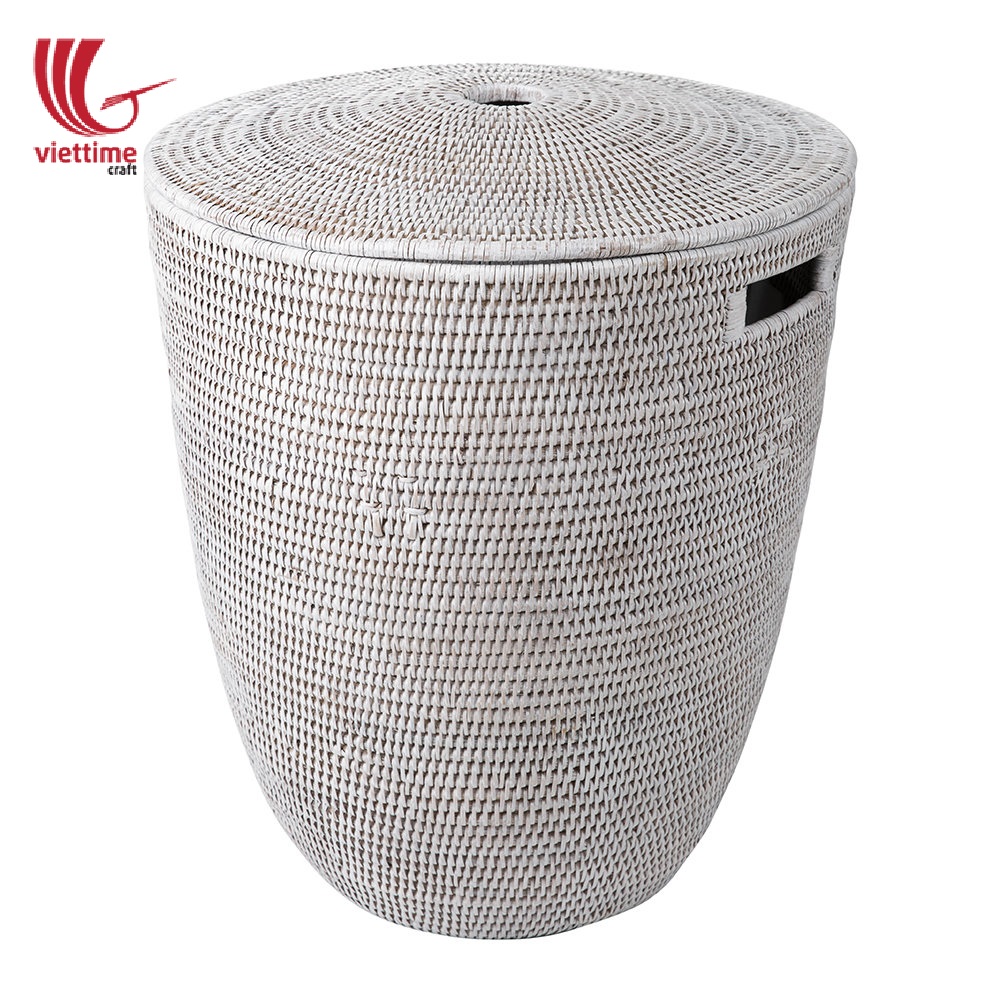 Exquisitely Woven Rattan Laundry Hamper Basket / Viettime Craft