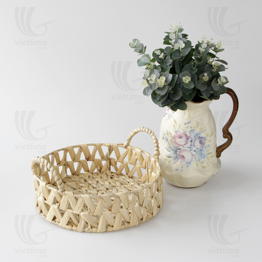 Water Hyacinth Tray Basket sku B00223/ Viettime Craft JSC in Vietnam