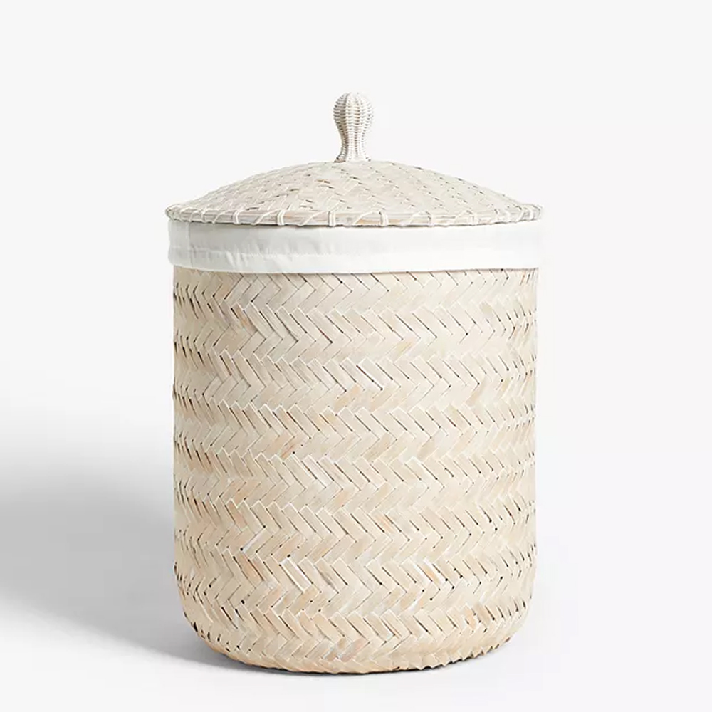 Bamboo laundry basket sku TD00305 from Viettime Craft Wholesale