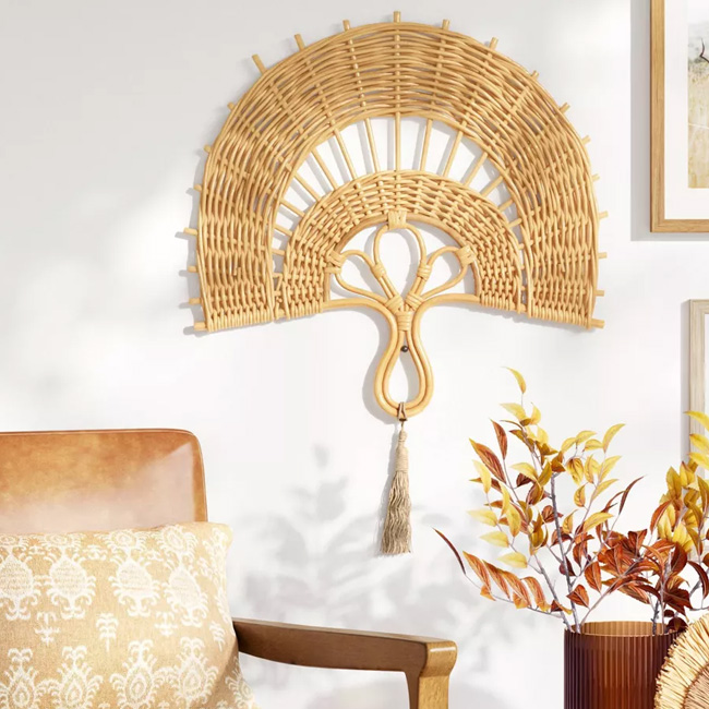 Rattan Fan Wall Decor sku M00117 from Viettime Craft Wholesale