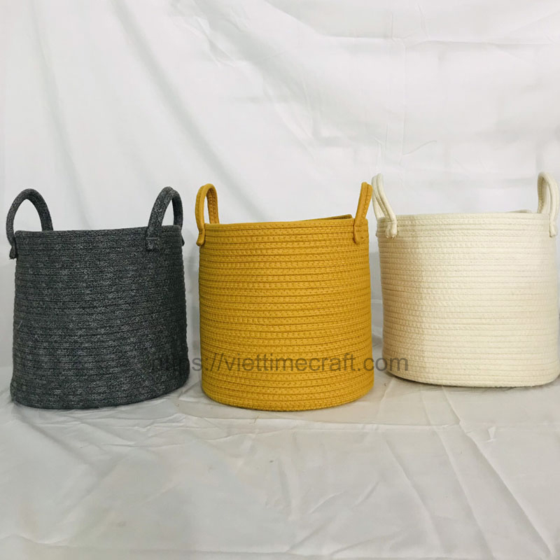 Cotton Rope Basket sku LM0012 from Viettime Craft Wholesale Storage