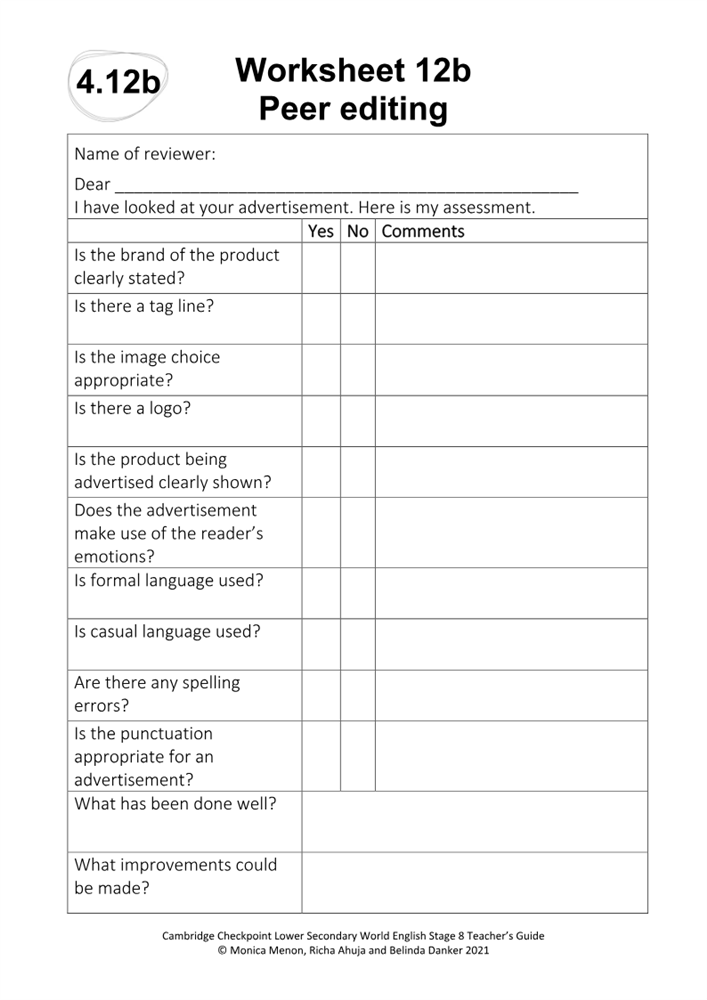 Worksheet 12b: Peer editing | Boost