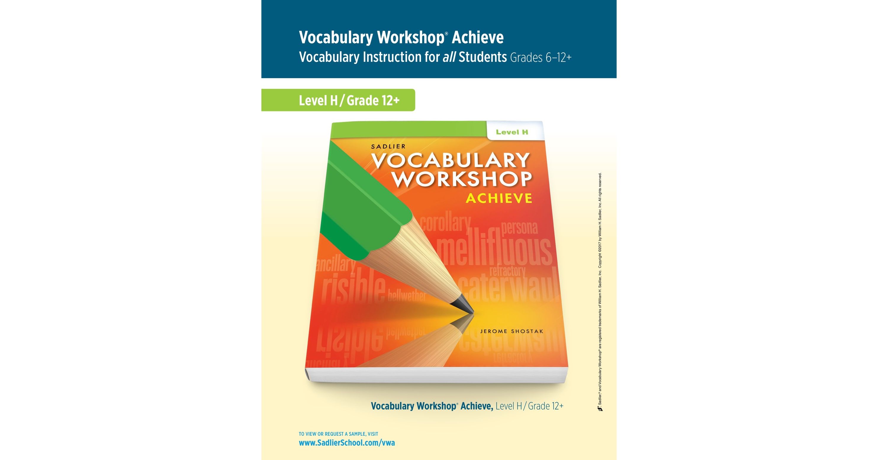 Vocabulary Achieve, Level H (Grade 12+), Student Edition