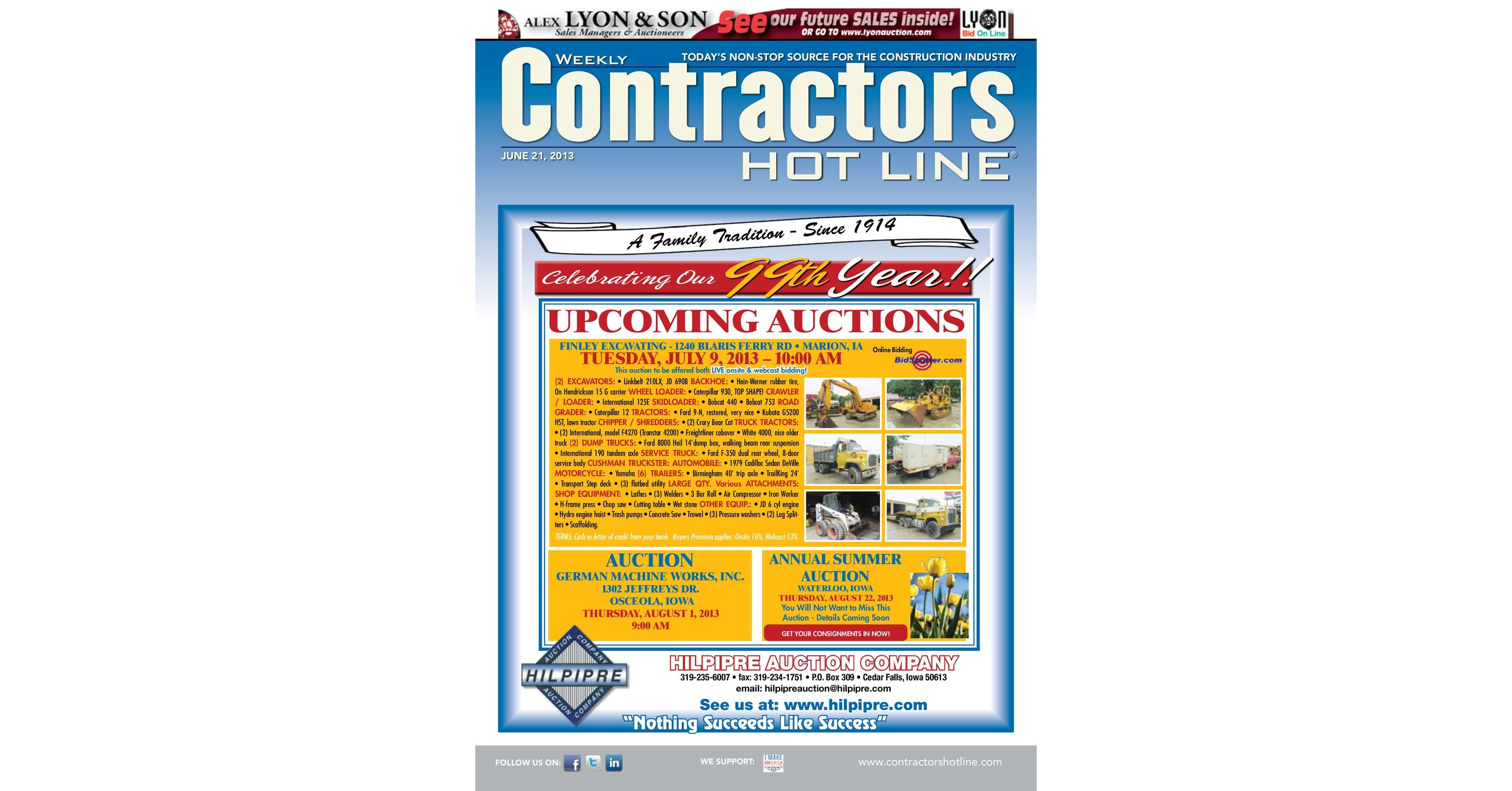 Contractors Hot Line June 21, 2013