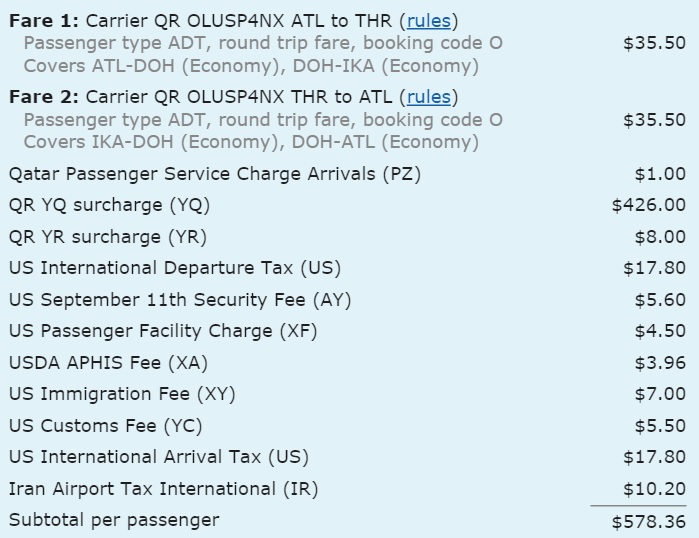 AMAZING FARE 35 Base Fare Each Way Between US and Iran View from