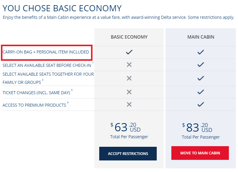 Oops Delta Offering Free Checked Bags for Upgrading From Basic Economy