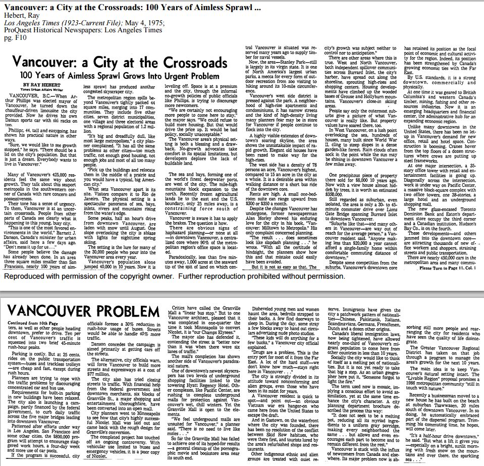 Vancouver A City at the Crossroads 40 years ago Viewpoint Vancouver