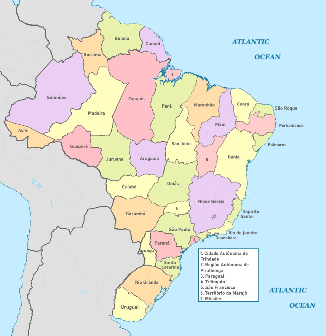 Alternate Brazilian States Map List of states and regions of Brazil (Triangles and Crosses