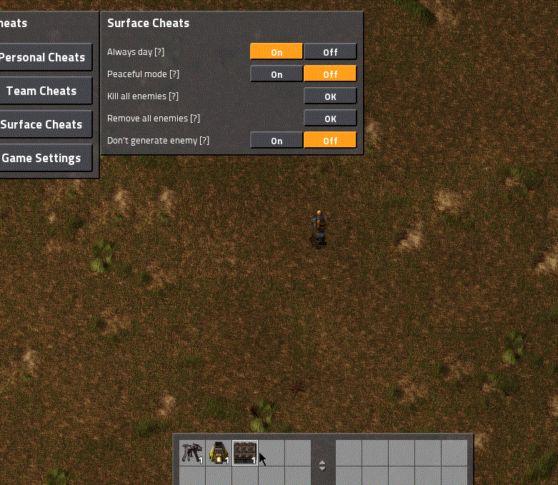 InGame Menu/Cheats/Surface Cheats Factorio Creative Mode Wiki Fandom