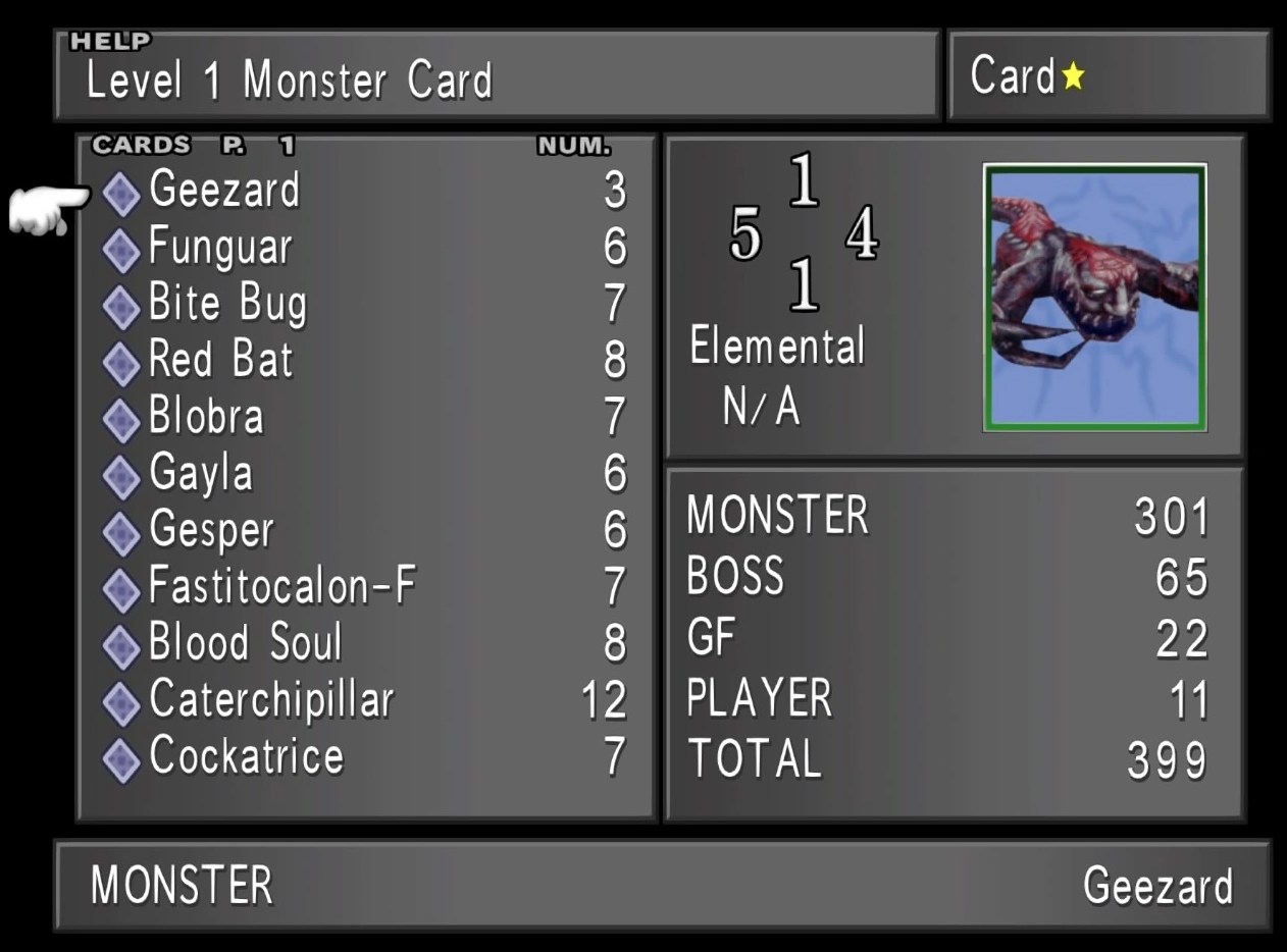 Final Fantasy VIII Triple Triad cards
