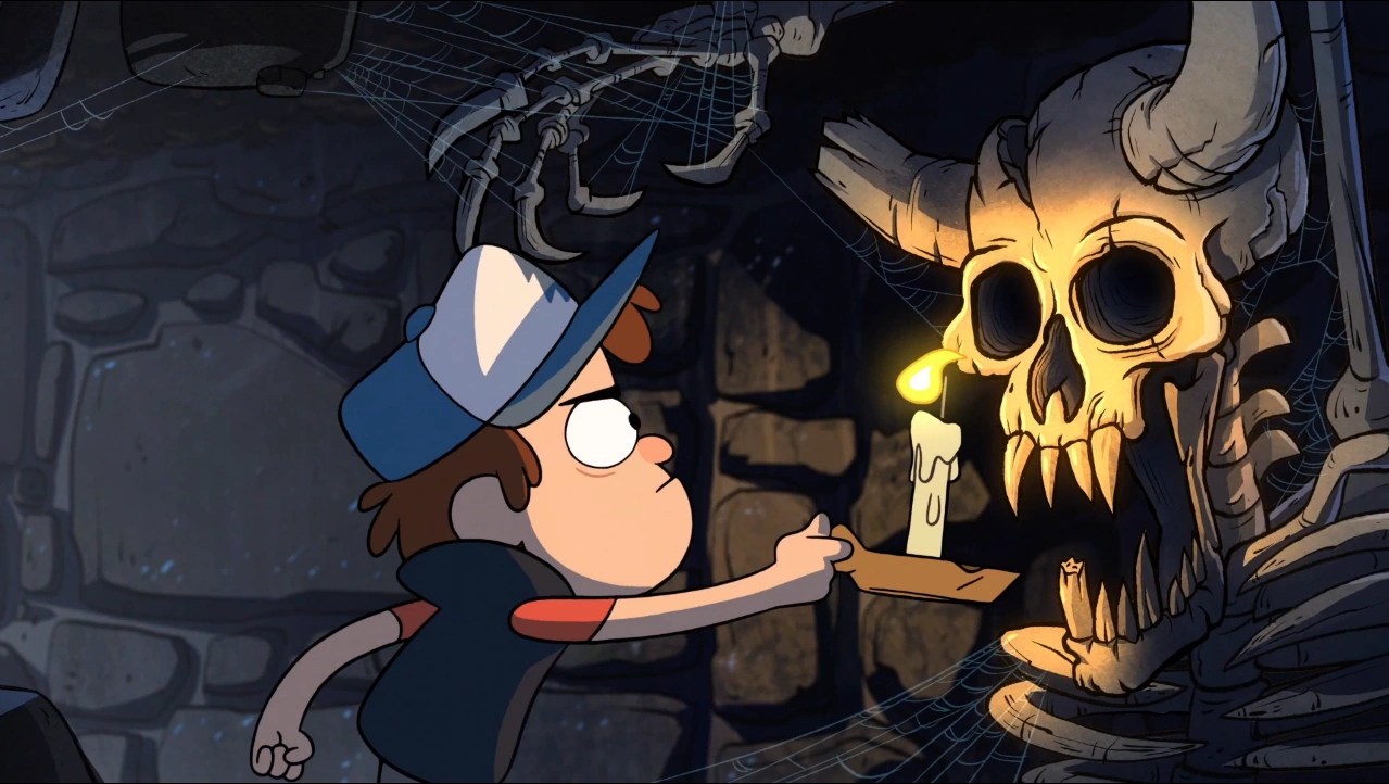 Image Opening dipper finds skeleton.PNG Gravity Falls Wiki FANDOM
