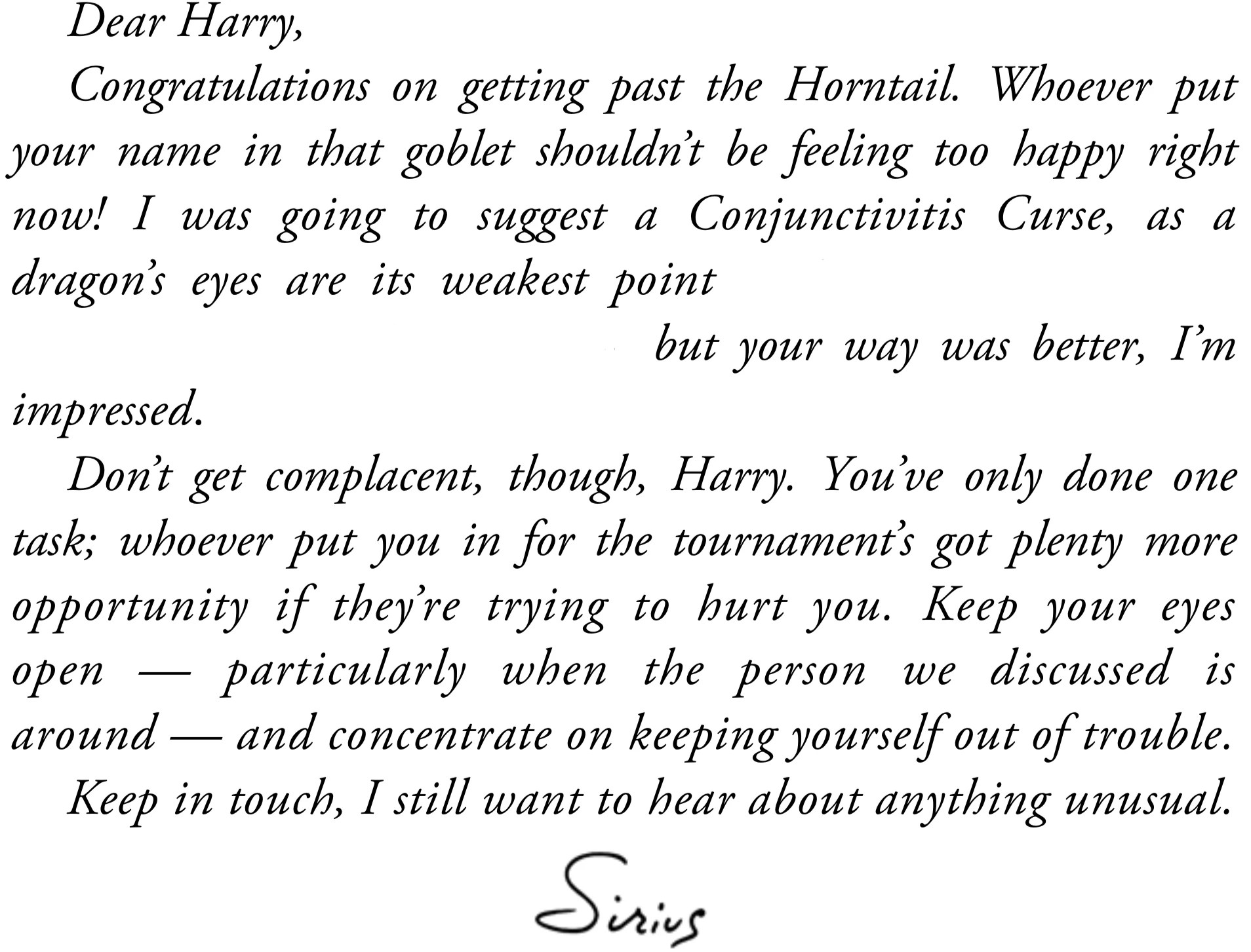 Sirius Black's letter to Harry Potter (1994) V Harry Potter Wiki Fandom
