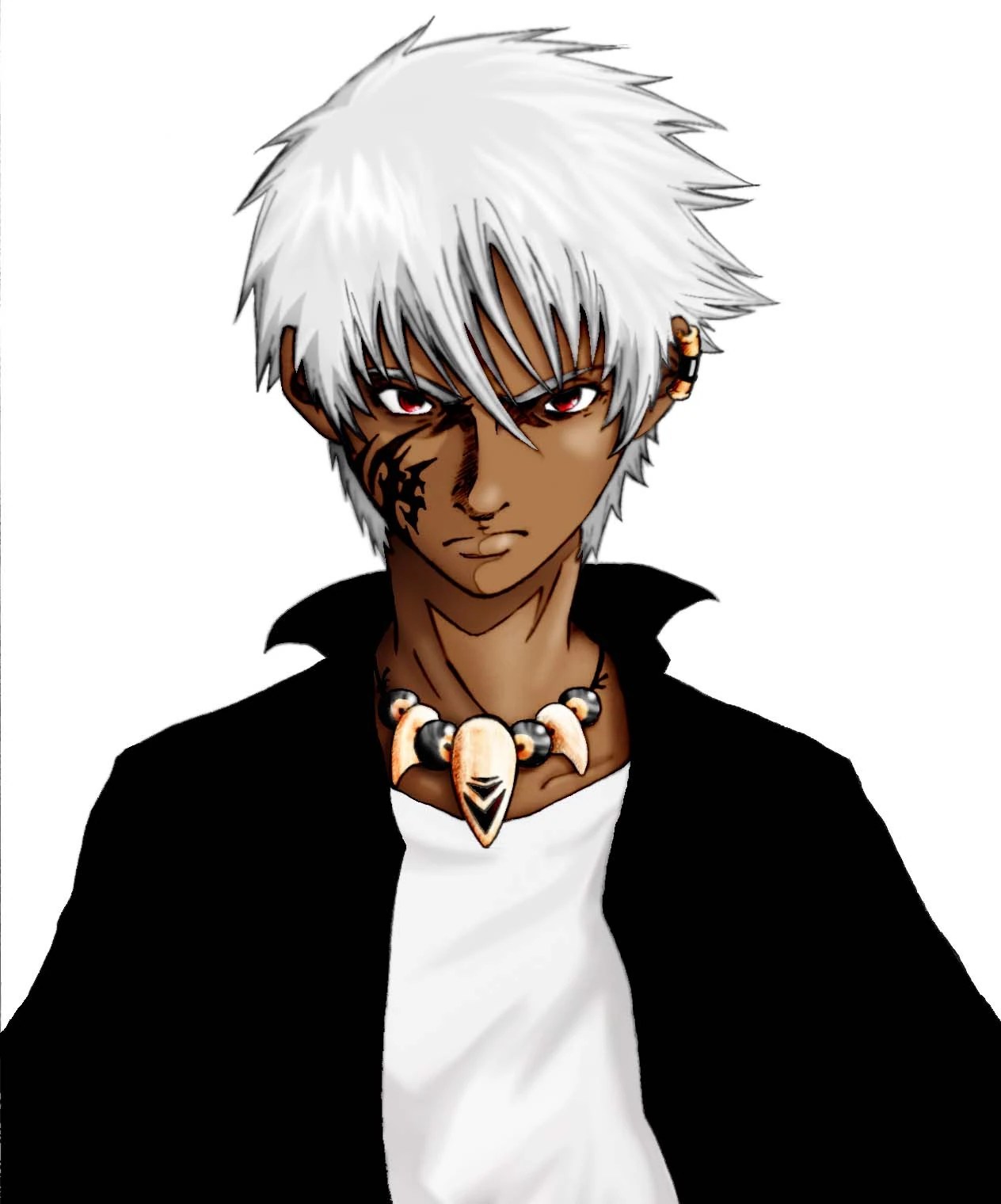 anime boy with with black hair and white tips | Jais Way