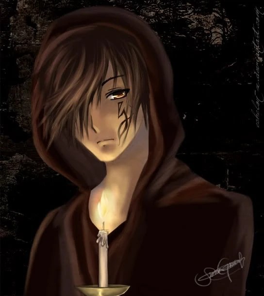 dark brown hair anime boy