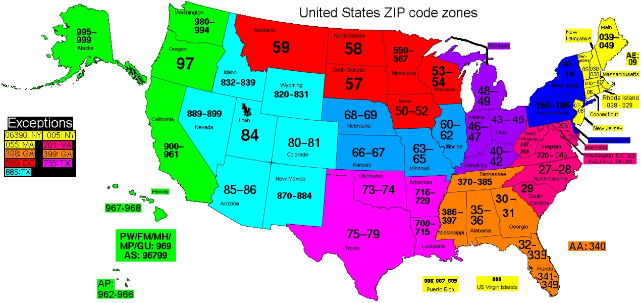 Zip Code Map Of The United States Image US ZIP Code zones.png Postal Codes Wiki FANDOM powered by Wikia