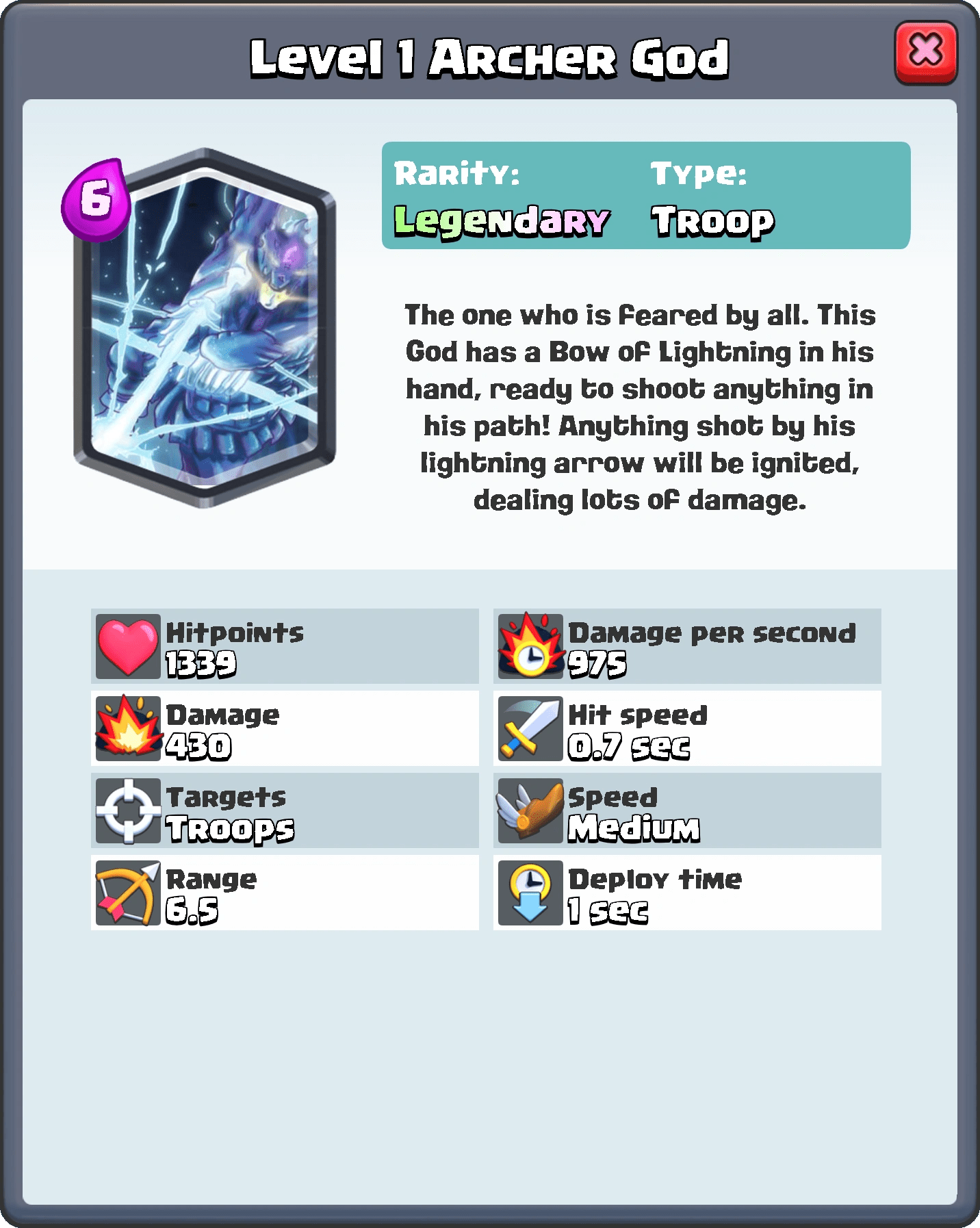 Image Level 1 Archer God FQ.png Clash Royale Wiki FANDOM powered