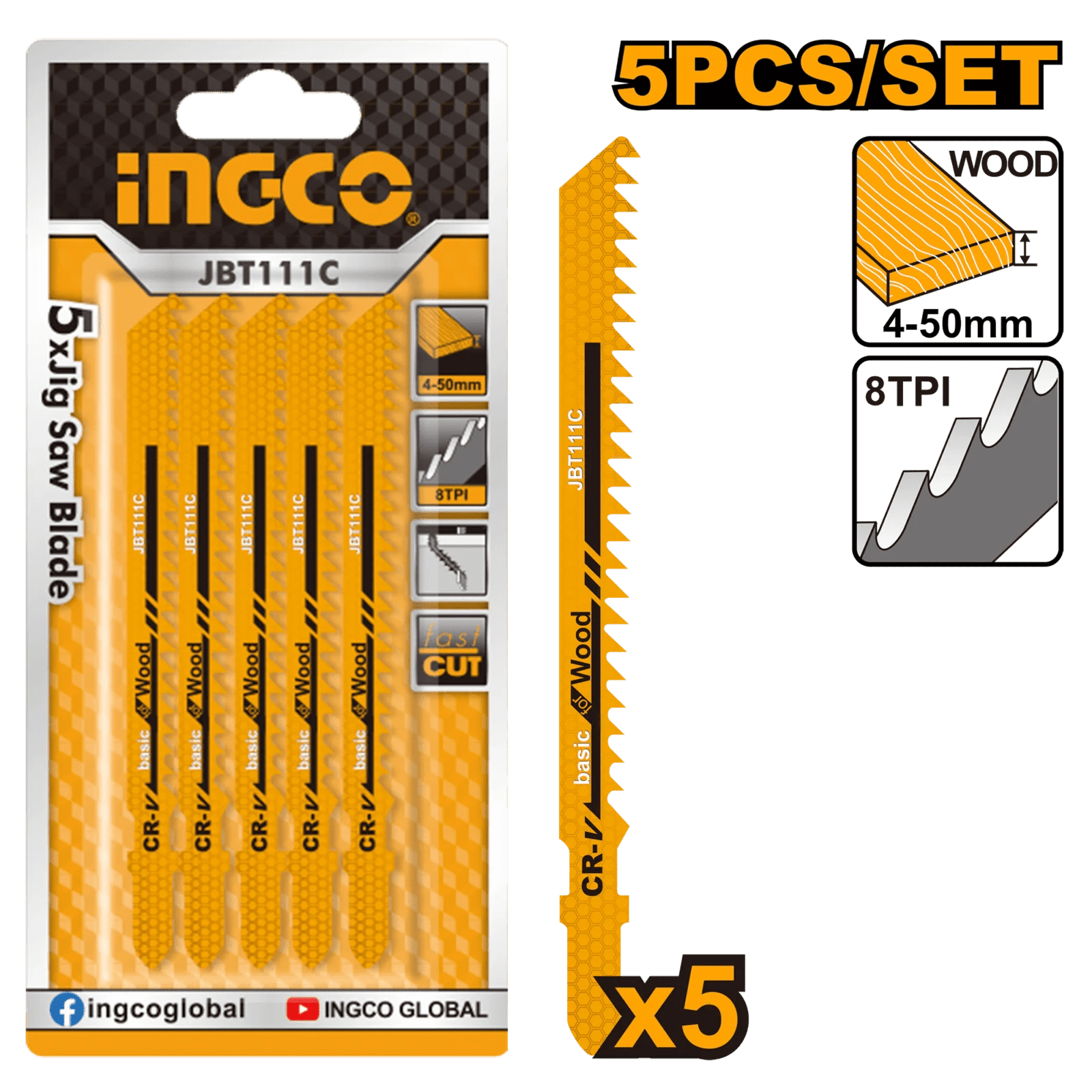 Ingco JBT111C Jig Saw Blade For Wood Vikas Tool Mart