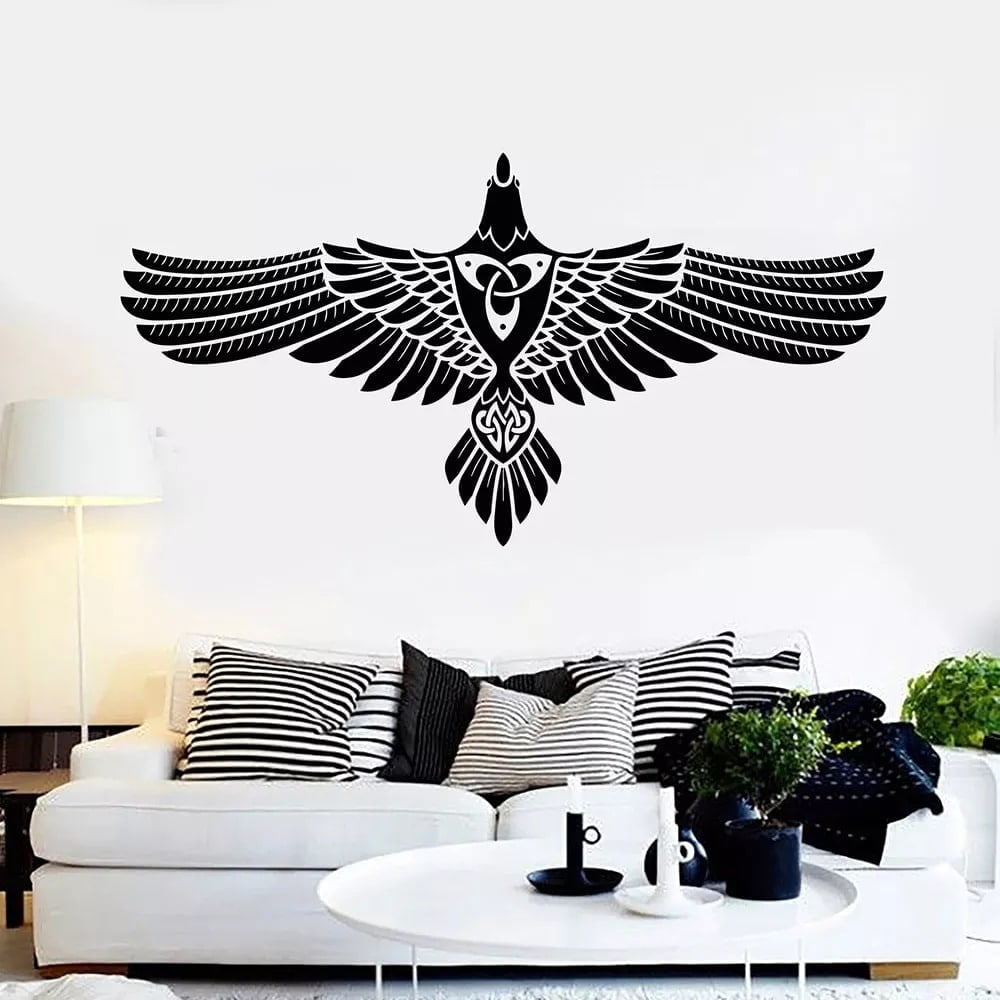 Abstract Crow Pattern Wall Sticker Art Decor Viking Style