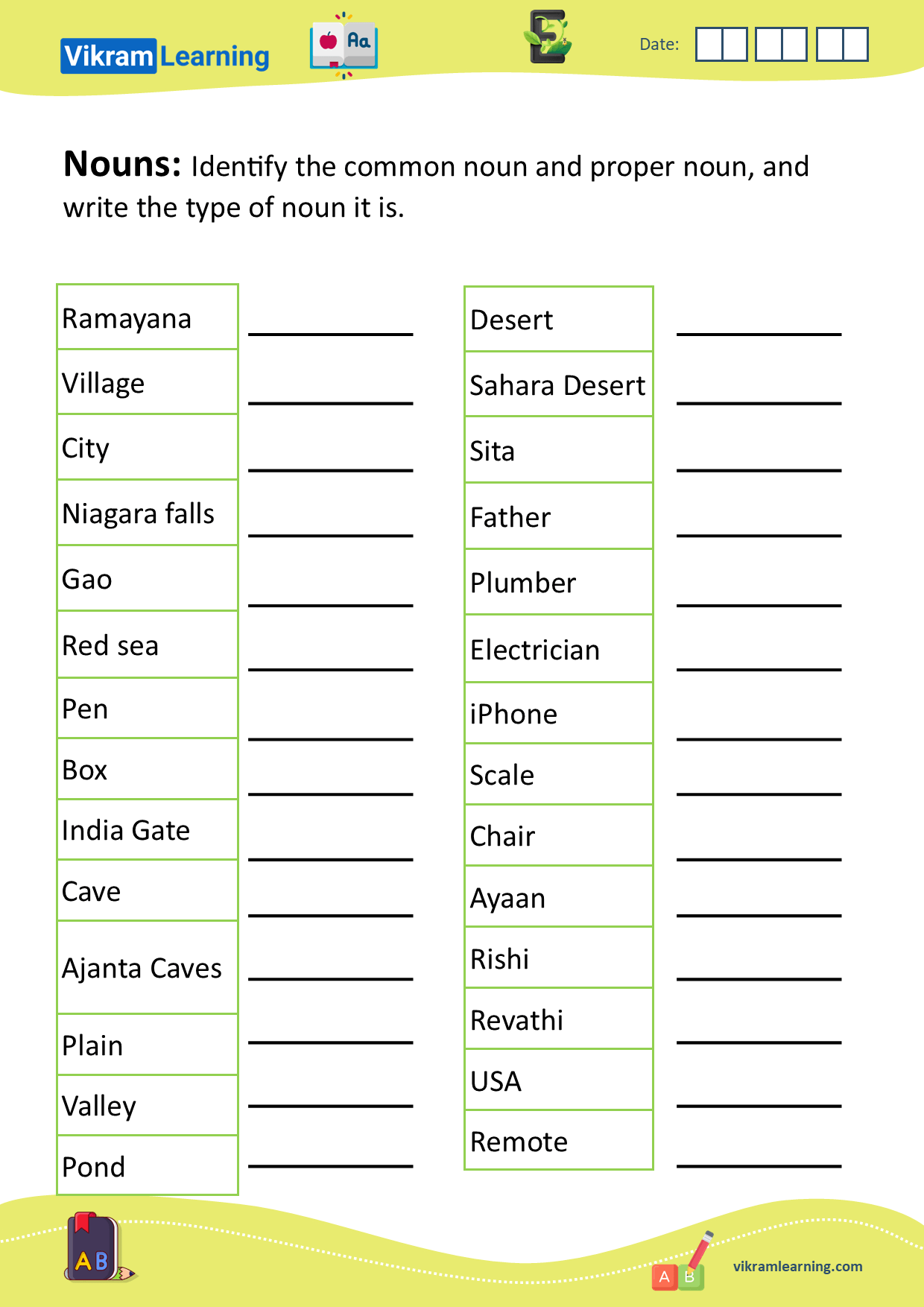 Download nouns naming words worksheets