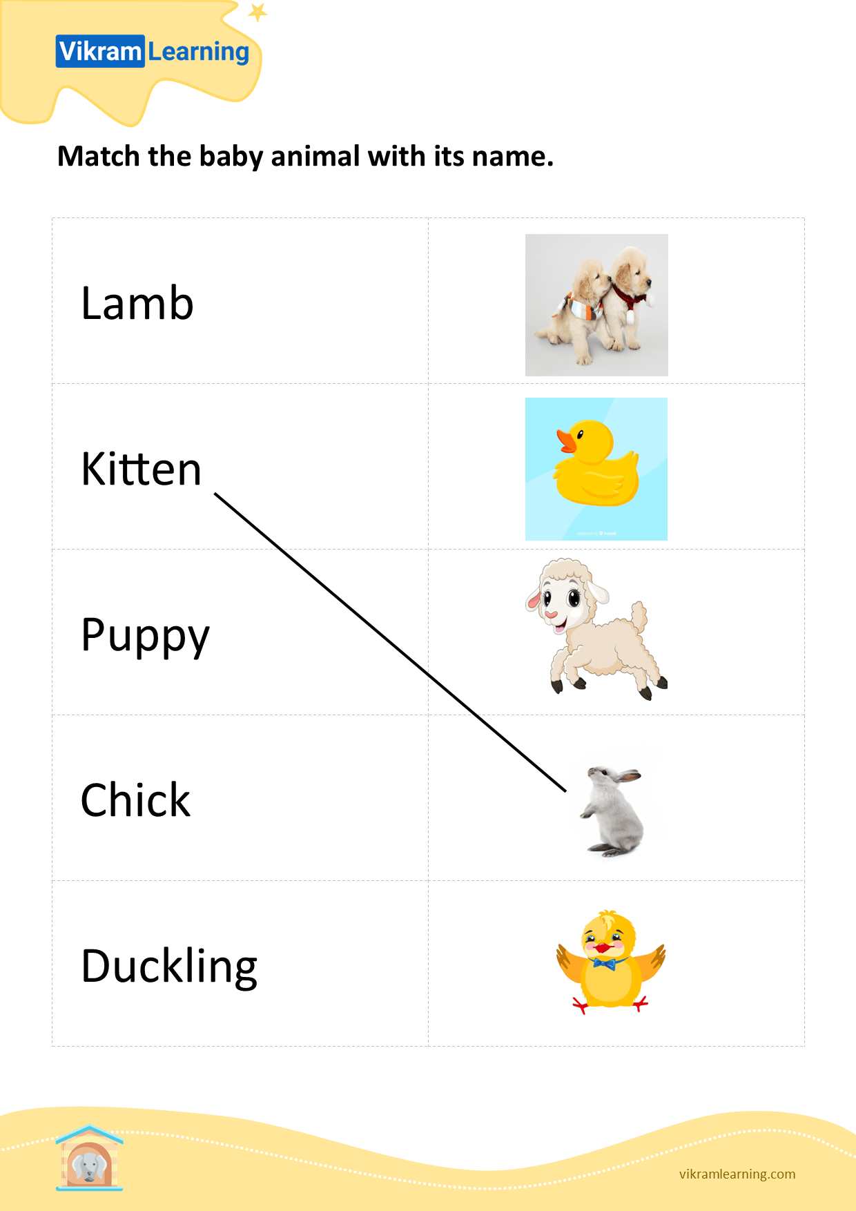Download match the baby animal with its name worksheets