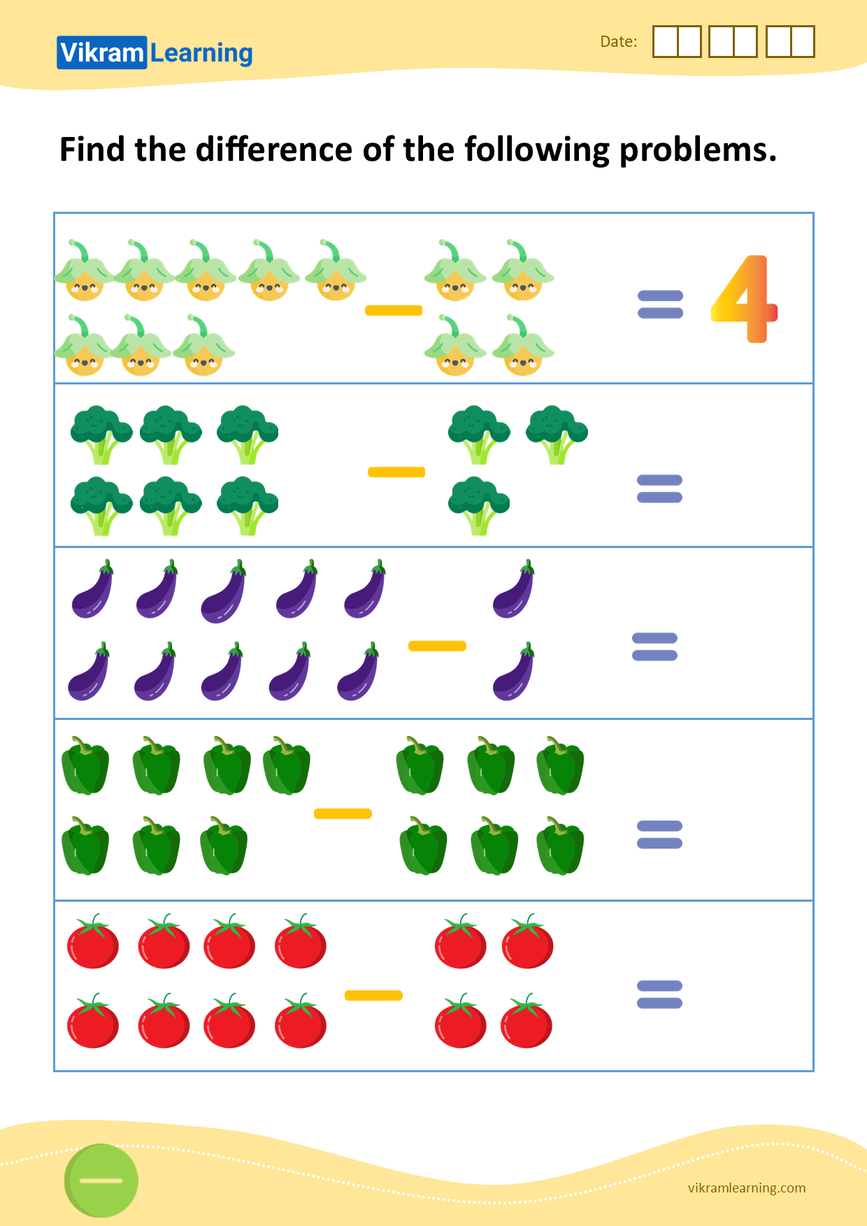 Download find the difference of the following problems worksheets